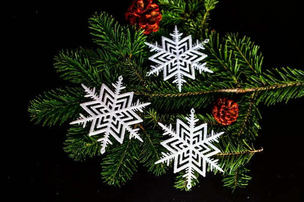 Een Close Van Mooie Decoratieve Kerst Ornamenten — Stockfoto