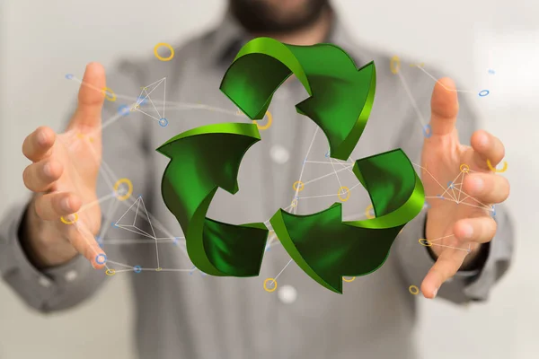 Eine Darstellung Eines Grünen Pfeils Als Zeichen Des Recycling Geschäftskonzepts — Stockfoto