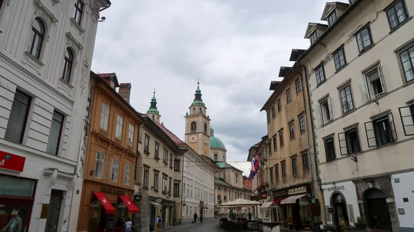 Ljubljana Slovenië Aug 2021 Een Close Van Een Straat Stad — Stockfoto