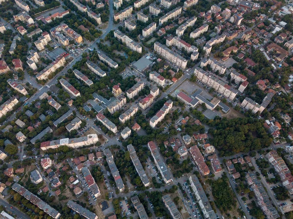 Vue Aérienne Une Ville Coucher Soleil — Photo