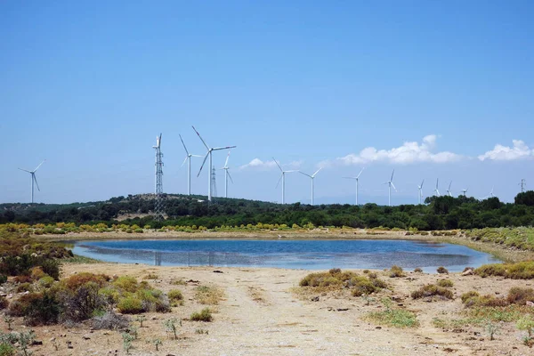 View Windmills Sea Northern Littoral Natural Park Portugal — Stock Photo, Image