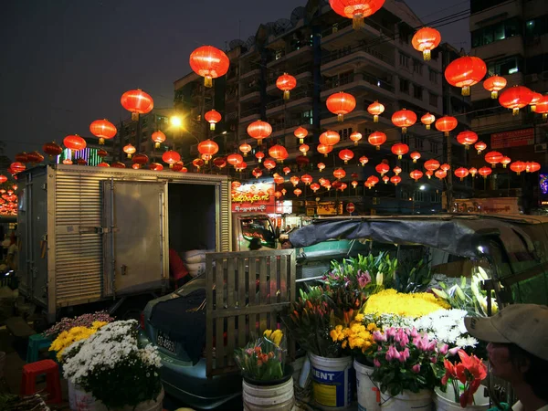 Chinatown Yangon Myanmar Você Pode Comprar Comida Chinesa Fresca Explorar — Fotografia de Stock