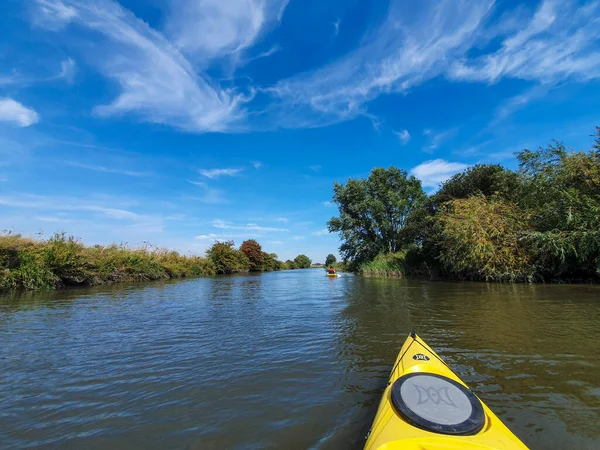 Foto Bordo Caiaque Rio Stour Perto Canterbury Reino Unido — Fotografia de Stock