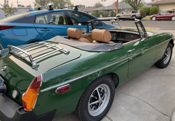 Fresno Estados Unidos Ago 2021 Belo Carro Verde Clássico 1970 — Fotografia de Stock