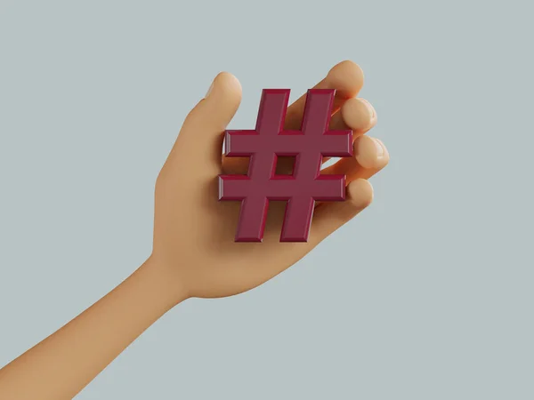Representación Hashtag Una Mano Sobre Fondo Gris — Foto de Stock