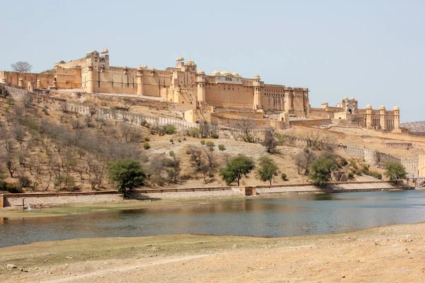 Hindistan Rajasthan Eyaletindeki Jaipur Şehrindeki Antik Amer Kalesinin Dış Cephesi — Stok fotoğraf