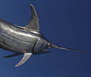 A scenic view of a swordfish on a blue background clipart