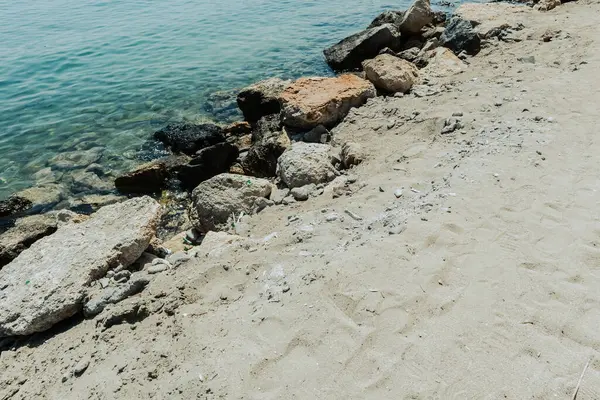 Κοντινό Πλάνο Βραχώδους Παραλίας Της Κρήτης Στην Ελλάδα — Φωτογραφία Αρχείου