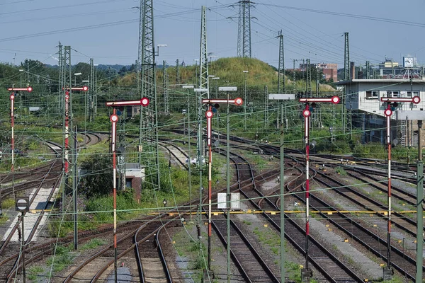 Flygfoto Över Järnvägsspår Klar Himmel — Stockfoto