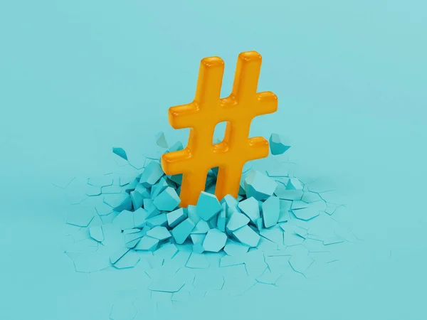 Eine Wiedergabe Des Goldenen Hashtags Auf Blauem Grund — Stockfoto