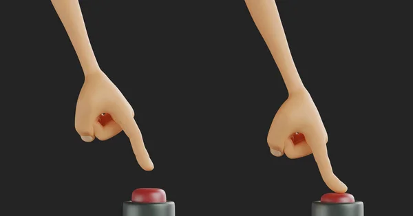 Rendering Hands Pushing Red Button Black Background — Stock Photo, Image