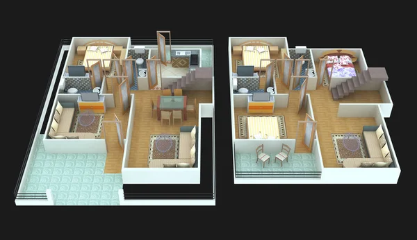 Rendering Illustration Plan Layout Modern Houses — Stock Photo, Image