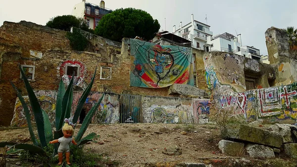 Lisboa Portugal Octubre 2017 Una Escena Apocalíptica Edificios Ruinas Con — Foto de Stock