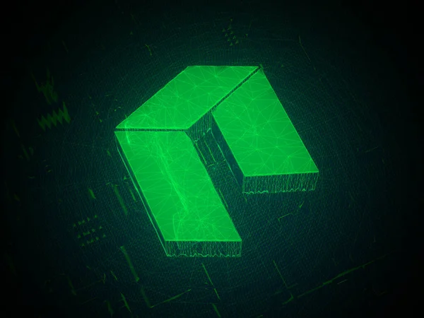 Renderelés Egy Zöld Neo Cryptocurrency Egy Kibertérben — Stock Fotó