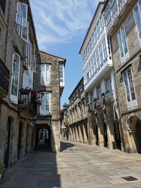 Plano Vertical Una Calle Ciudad Santiago Compostela España — Foto de Stock