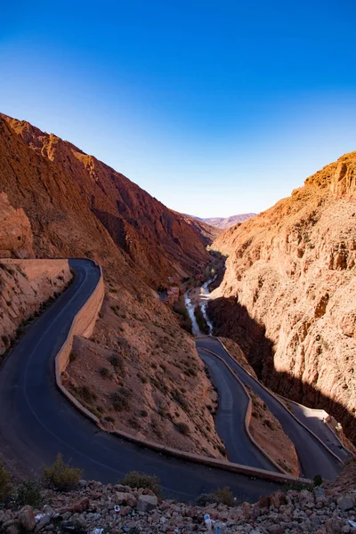 Plan Vertical Des Routes Sur Les Canyons Boumalne Dades Tinghir — Photo