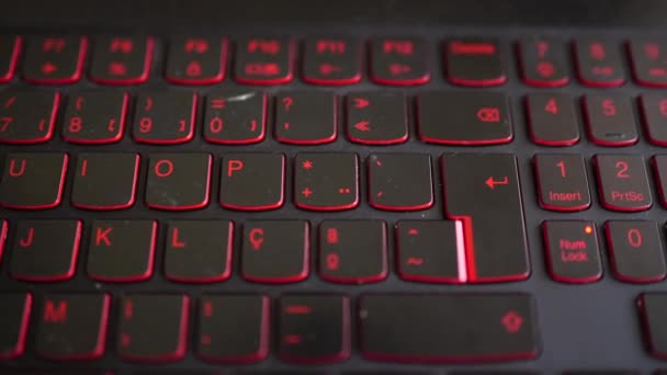 Close Red Computer Keyboard White Background — Stock Video