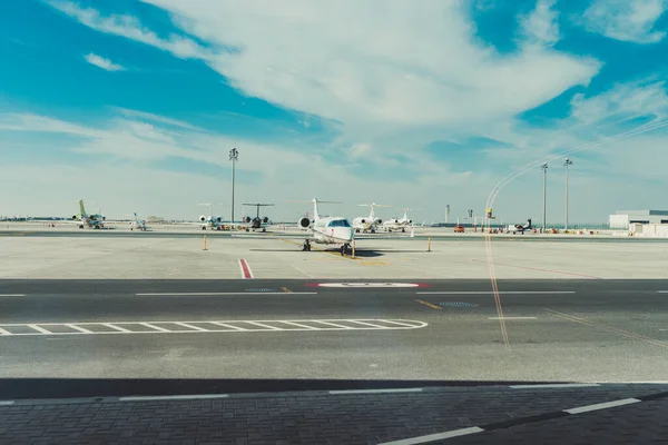 Dubai United Arab Emirates Aug 2021 Private Jet Jecked Airport — 스톡 사진