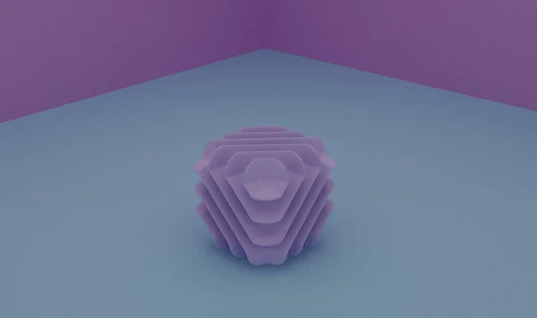 Objet Fractal Géométrique Violet Dans Cube Bleu Violet — Photo