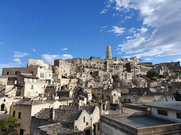 Krajina Historických Budov Sassi Matera Slunečného Dne Itálii — Stock fotografie