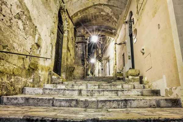 Straten Van Matera Stad Een Rotsachtige Rots Regio Basilicata Zuid — Stockfoto