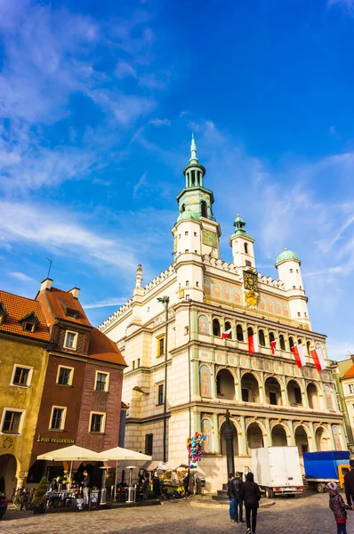 Poznan Polen 2018 Das Rathaus Und Andere Farbenfrohe Gebäude Auf — Stockfoto