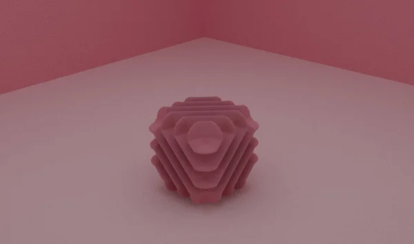 Objeto Fractal Geométrico Cubo Tonos Rosados — Foto de Stock