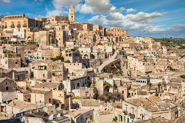 Paisaje Inquietante Ciudad Matera Afloramiento Rocoso Región Basilicata Sur Italia —  Fotos de Stock