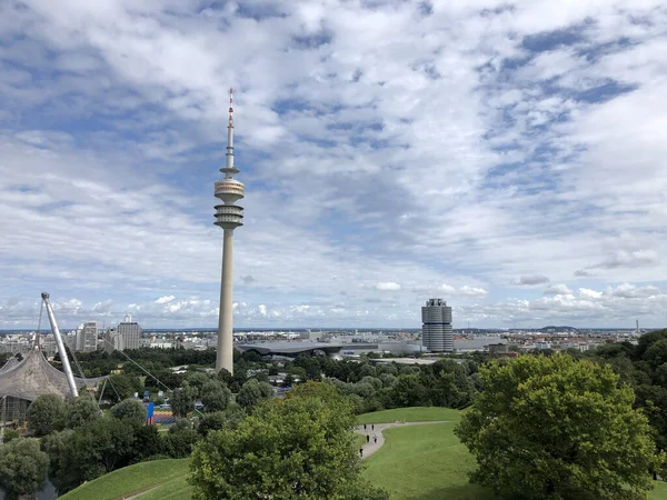 Olimpiyat Parkı Münih Almanya Daki Olimpiyat Kulesi Nin Güzel Bir — Stok fotoğraf