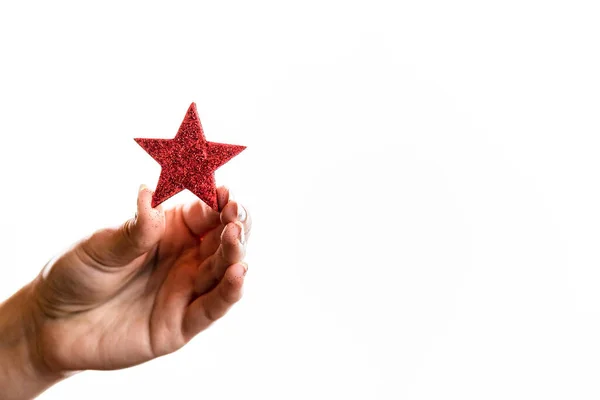 Ręczna Ozdoba Gwiazdy Brokatu Izolowana Białym Tle — Zdjęcie stockowe