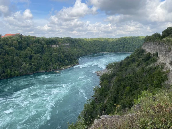 Fascinerande Utsikt Över Niagarafloden Omgiven Täta Gröna Träd Usa — Stockfoto