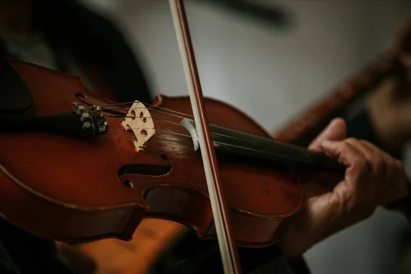 바이올린을 연주하는 클로즈업 — 스톡 사진