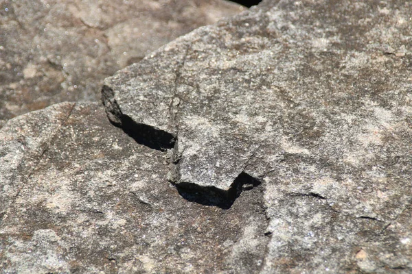 Closeup Rough Old Stone Step Sunlight Blurry Background — Stock Photo, Image