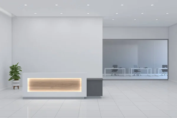 Rendering Moderno Interno Della Reception Dell Ufficio — Foto Stock