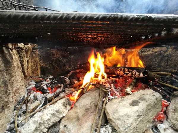 Scenic View Red Fire Outdoors — Stock Photo, Image