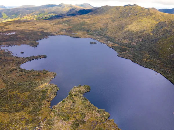 Vzdušný Výhled Jezero Obklopené Zelenou Přírodou — Stock fotografie