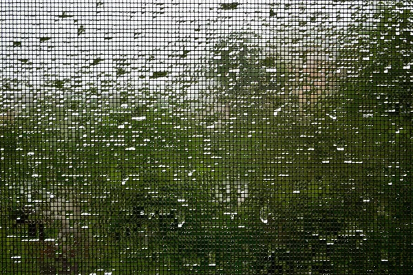 Eine Nahaufnahme Von Fensterglas Mit Regentropfen — Stockfoto