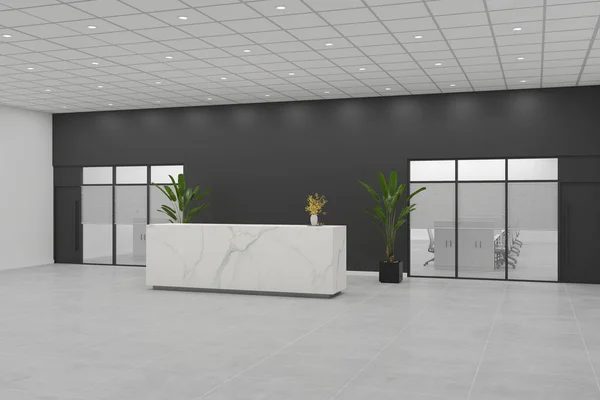 Rendering Moderno Interno Della Reception Dell Ufficio — Foto Stock