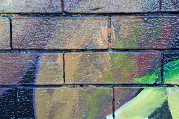 Closeup Shot Abstract Graffiti Paintings Brick Wall — Stock Photo, Image