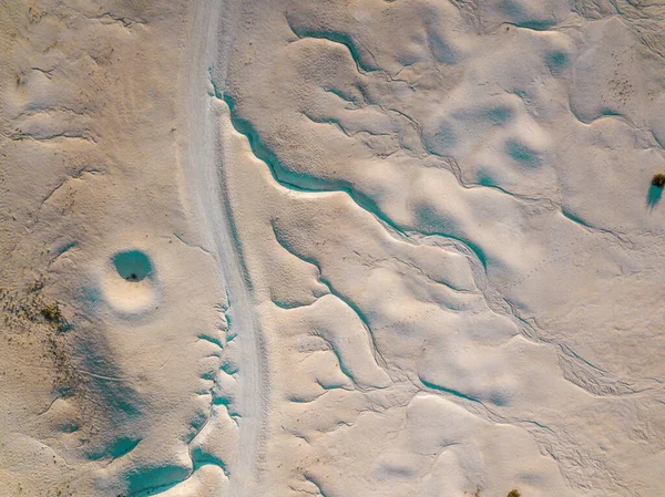 Una Vista Aerea Bellissimo Paesaggio Con Una Spiaggia Sabbia — Foto Stock