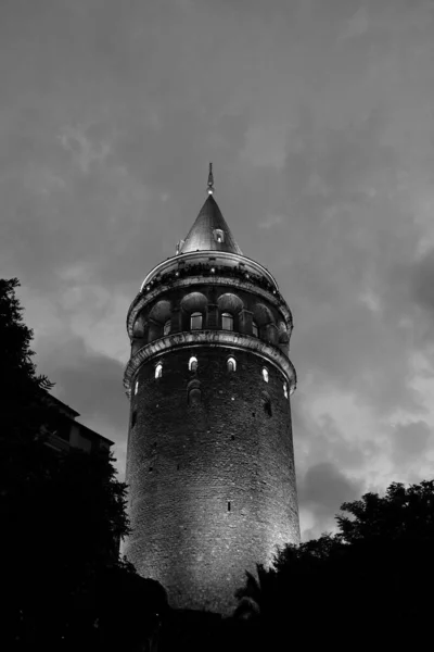 Ein Graustufen Tiefpunkt Des Galata Turms Istanbul Türkei — Stockfoto