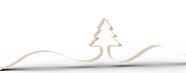 Semplice Rendering Albero Natale Con Linee Curve Sfondo Bianco Con — Foto Stock