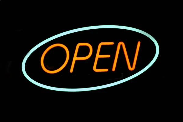 Illustration Neon Open Sign Black Background — Stock Photo, Image