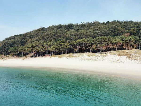 Spanya Daki Cies Adaları Nda Beyaz Bir Kumsal — Stok fotoğraf