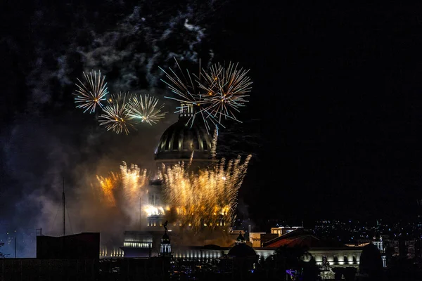 Een Beroemd Nationaal Capitool Tijdens Vuurwerk Havana Cuba — Stockfoto