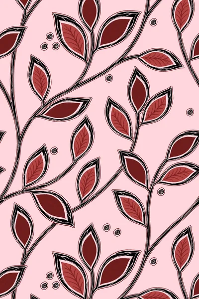 Vertikal Illustration Vackra Röda Blommor Rosa Bakgrund — Stockfoto
