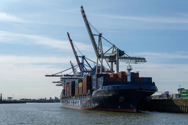 Hamburg Deutschland 2021 Blick Auf Ein Containerterminal Hamburg Mit Einem — Stockfoto