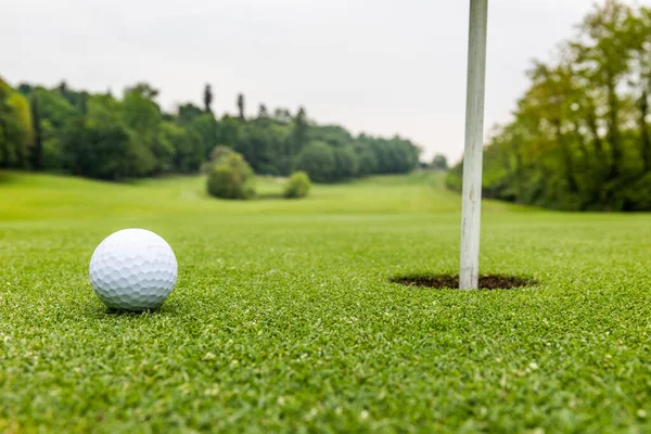 Una Pallina Golf Campo Una Giornata Sole — Foto Stock