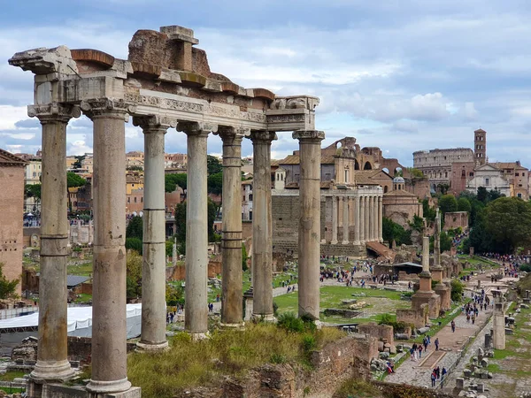 Uma Vista Aérea Fórum Romano Roma Itália — Fotografia de Stock