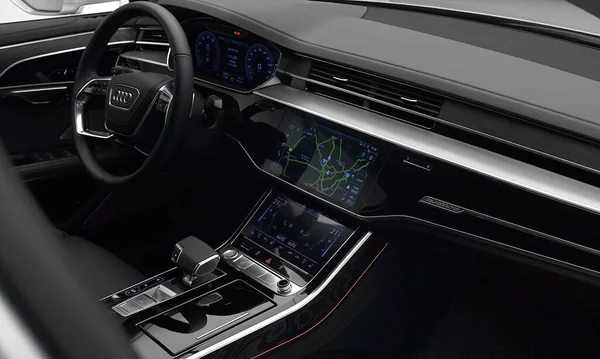 Ingolstadt Sep 2021 Audi Long Luxurious Comfortable Modern Car Interior — 스톡 사진